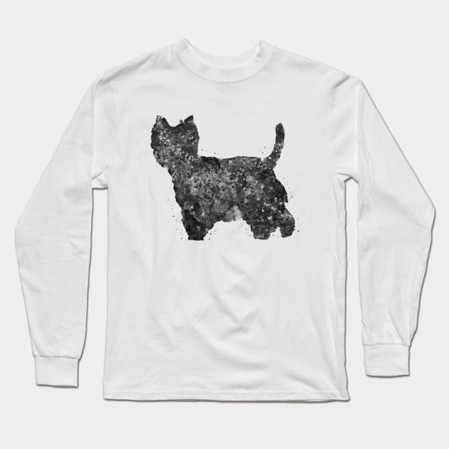 Westie dog black and white Long Sleeve T-Shirt by Yahya Art